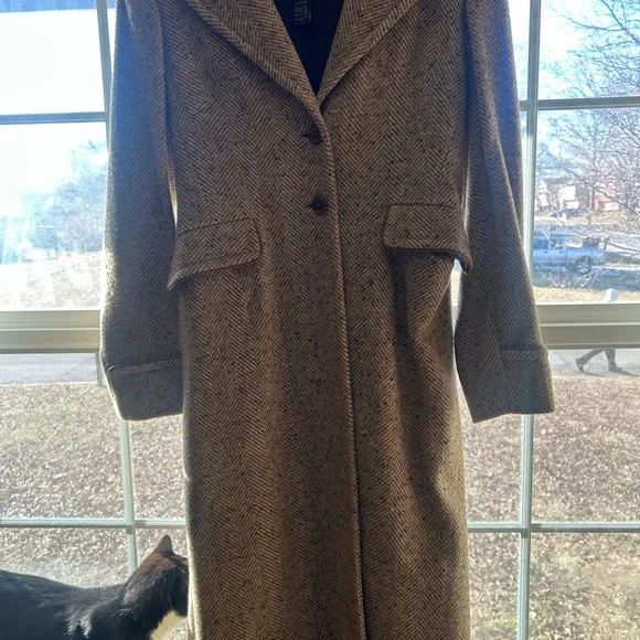 Coach Brown Herringbone Trench Coat - Picture 1 of 4